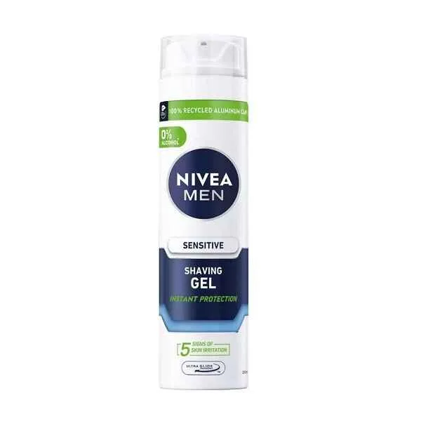 ژل اصلاح مردانه نیوا Nivea مدل سنسیتیو Sensitive حجم 200 میل، مناسب پوست حساس، بدون الکل