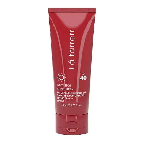 کرم ضد آفتاب و ضد لک رنگی لافارر La Farrerr دارای SPF40 حجم 40 میل، مناسب پوست چرب و مستعد آکنه، رنگ متوسط