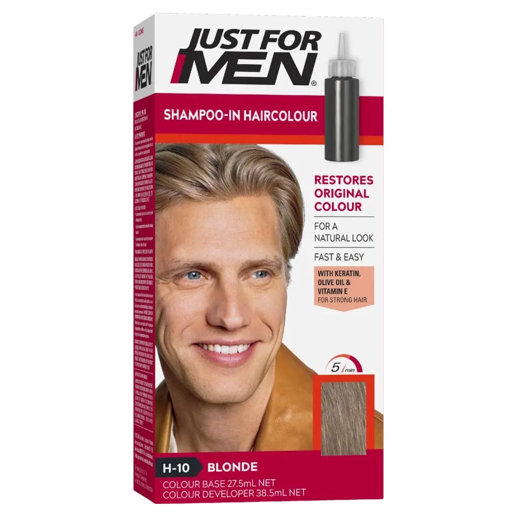 شامپو رنگ مو مردانه جاست فور من Just For Men مدل Shampoo-in Hair Colour، پوشش 100٪ موهای سفید در 5 دقیقه — رنگ H-50 DARKEST BROWN (قهوه ای خیلی تیره)