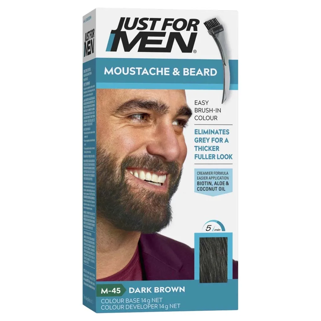 رنگ ریش و سبیل مردانه جاست فور من Just For Men مدل Moustache and Beard، پوشش کامل موهای خاکستری صورت در 5 دقیقه — رنگ مشکی طبیعی (M-55)