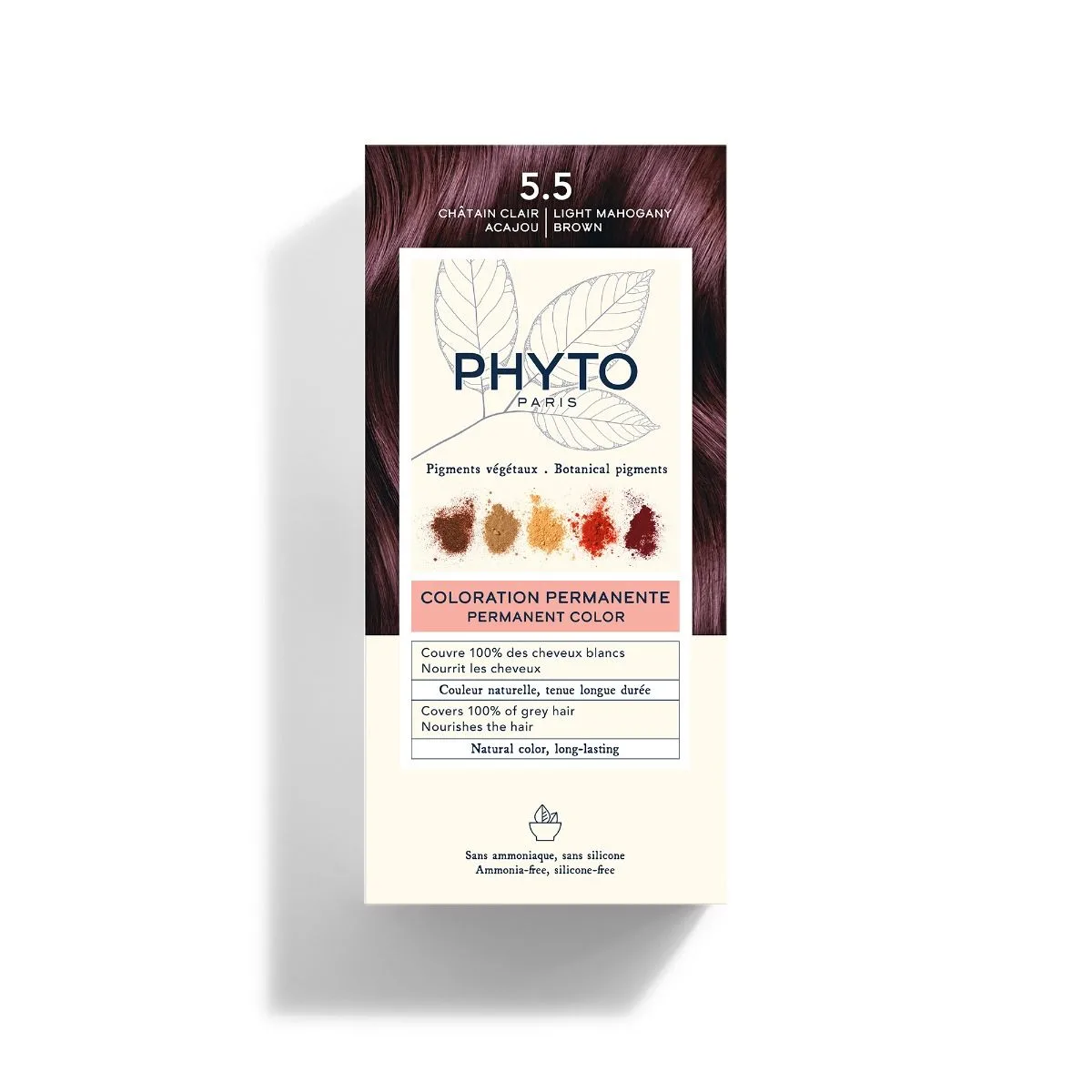رنگ موی بدون آمونیاک فیتو کالر Phytocolor رنگ 5.5، رنگ دائمی و گیاهی