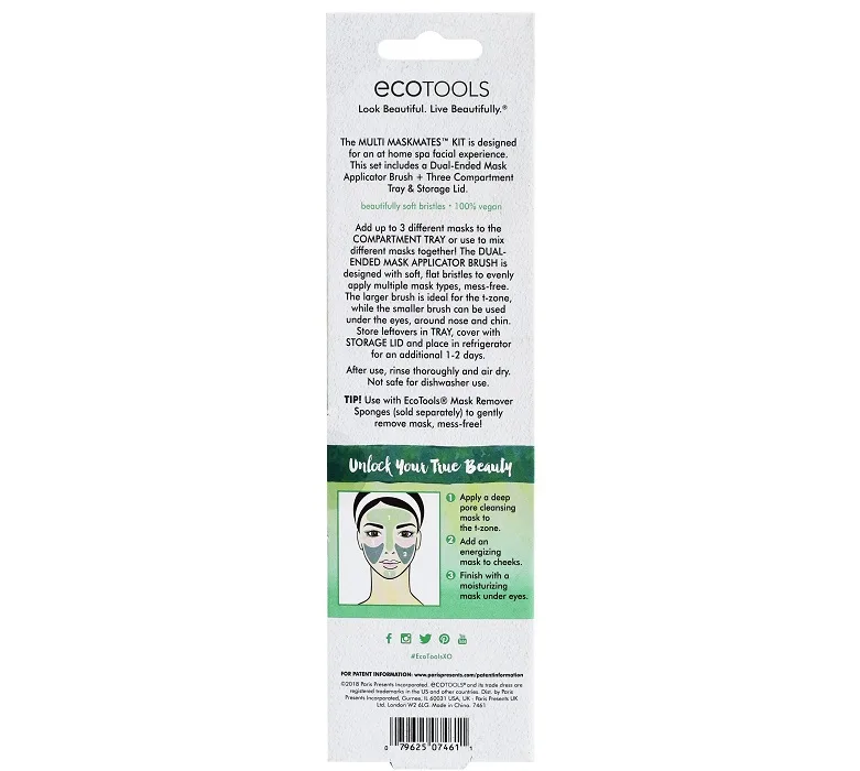 ست براش و ظرف مخصوص ماسک صورت اکوتولز ecotools مدل Muli Maskmates