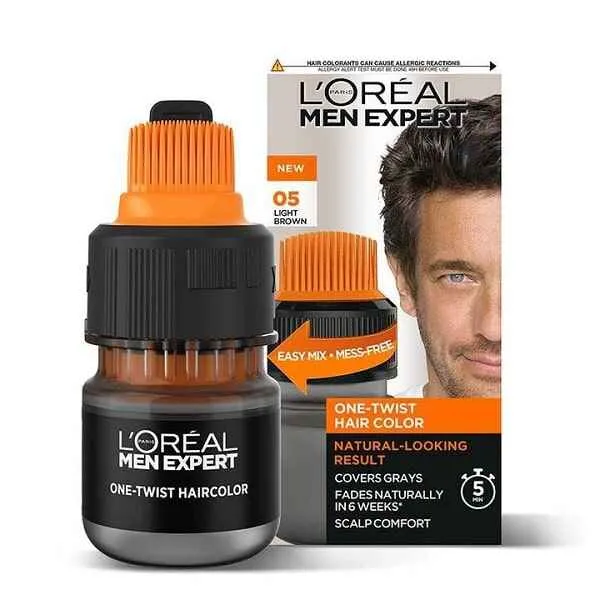 رنگ موی فوری مردانه لورال LOREA سری ONE TWIST مدل NATURAL-LOOKING، بدون آمونیاک — رنگ 04 natural brown (قهوه ای طبیعی)