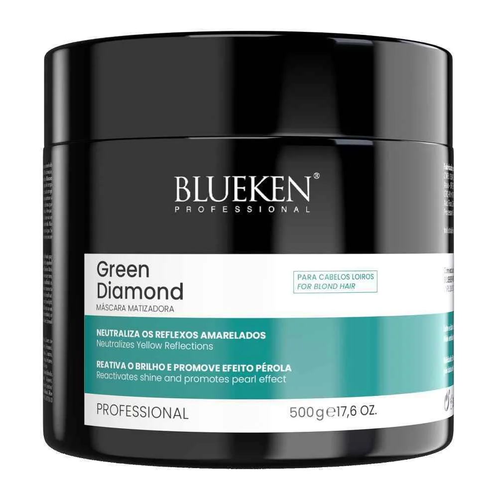 ماسک تونر و رنگساژ بلوکن BLUEKEN مدل گرین دایموند GREEN DIAMOND حجم 500ml، آبرسان قوی و ضد زردی