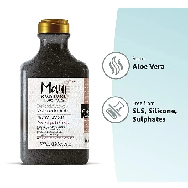 شامپو بدن مائویی خاکستر آتشفشانی Maui Volcanic Ash حجم 577 میل، بدون سولفات، آبرسان قوی، روشن کننده پوست