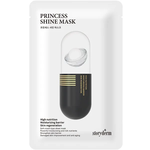ماسک ورقه‌ای پرنسس شاین PRINCESS SHINE استوری درم Storyderm حجم 25 میل، جوانساز، درخشان کننده