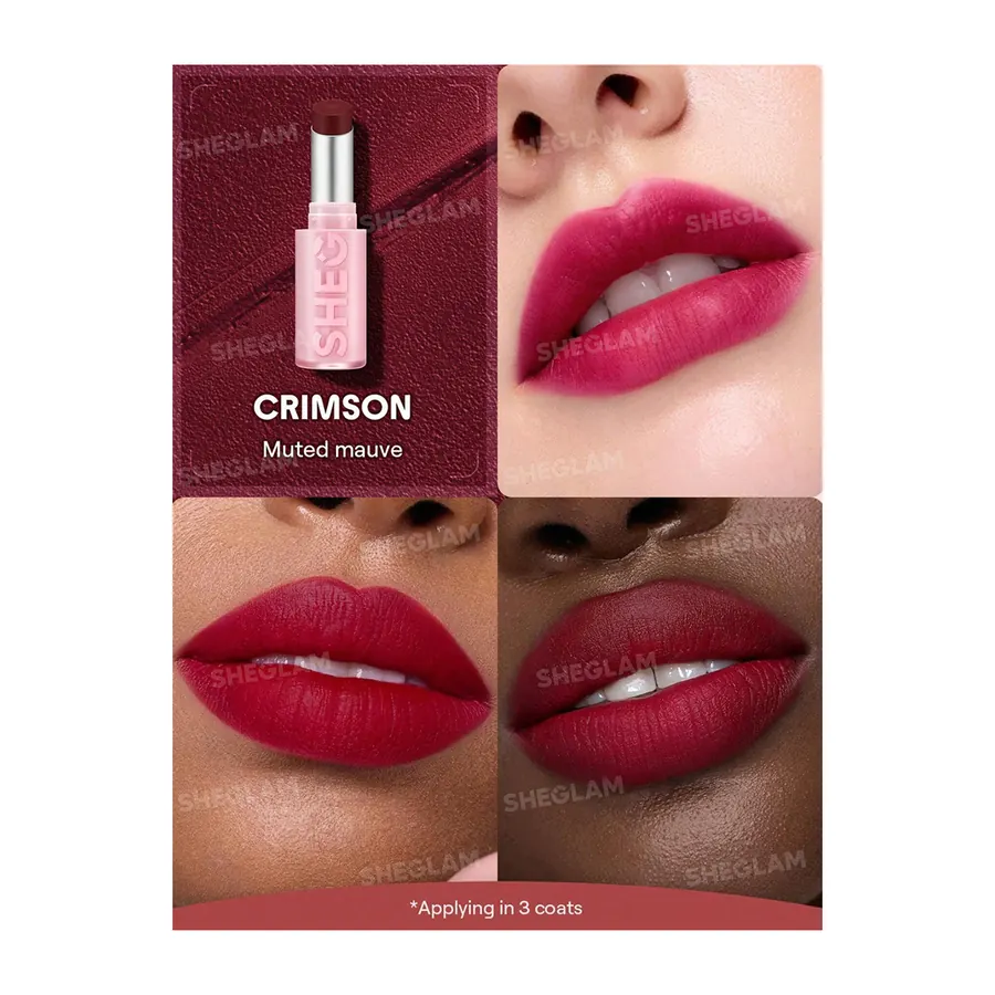 رژ لب کوشن مات مدل Lip Veil شیگلم — رنگ Crimson — نمای دیگر